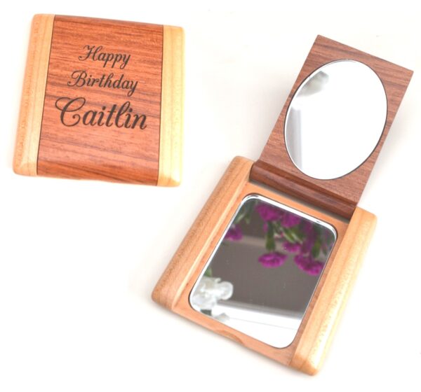 Maple & Rosewood pocket mirror