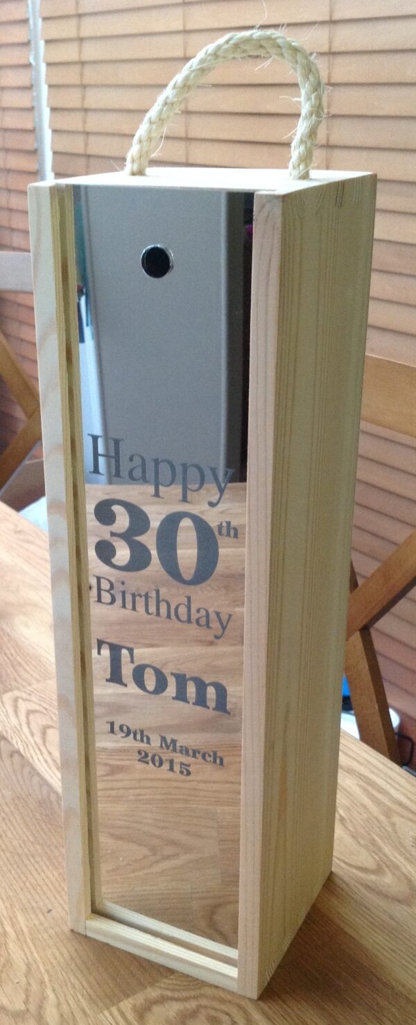 Mirror Sliding front wooden wine box