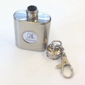 Stainless steel 1oz hip flask keyring