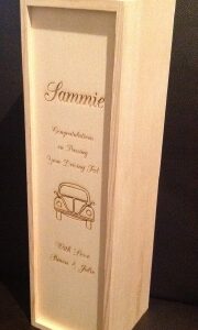Wine box with slide front black rope
