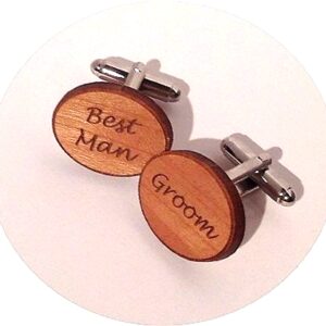 cherry wood engraved cufflinks